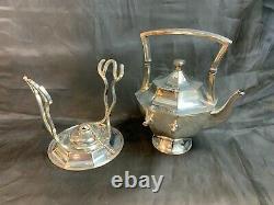 Vtg. Barbour Silver Co Tea Pot With Warmer Stand Simple Elegant Design! 66