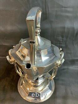 Vtg. Barbour Silver Co Tea Pot With Warmer Stand Simple Elegant Design! 66