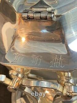 Vtg. Barbour Silver Co Tea Pot With Warmer Stand Simple Elegant Design! 66