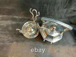 Vtg. Barbour Silver Co Tea Pot With Warmer Stand Simple Elegant Design! 66