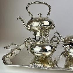 Vtg Barker Ellis Silver Plate Coffee & Tea Service Complete Set with Tray England