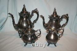 Vtg Baroque by Wallace Silverplate Coffee Tea Set Sugar Creamer 281 282 283 284