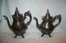 Vtg Baroque by Wallace Silverplate Coffee Tea Set Sugar Creamer 281 282 283 284