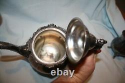 Vtg Baroque by Wallace Silverplate Coffee Tea Set Sugar Creamer 281 282 283 284