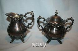 Vtg Baroque by Wallace Silverplate Coffee Tea Set Sugar Creamer 281 282 283 284