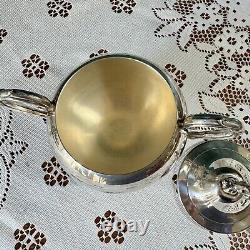 Vtg English Silver MFG Corp Footed Tea & Coffee Plated 5 Piece Set With Tray
