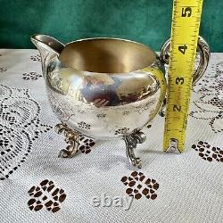Vtg English Silver MFG Corp Footed Tea & Coffee Plated 5 Piece Set With Tray