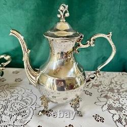 Vtg English Silver MFG Corp Footed Tea & Coffee Plated 5 Piece Set With Tray