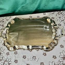 Vtg English Silver MFG Corp Footed Tea & Coffee Plated 5 Piece Set With Tray