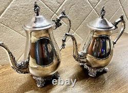 Vtg F B Rogers Ornate Silver Plate Seven Piece Coffee and Tea Service