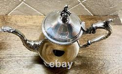 Vtg F B Rogers Ornate Silver Plate Seven Piece Coffee and Tea Service