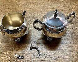 Vtg F B Rogers Ornate Silver Plate Seven Piece Coffee and Tea Service