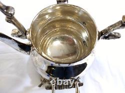 Vtg INTERNATIONAL SILVER CO Silver Plated Tea Serving Set Tilt Teapot withBurner