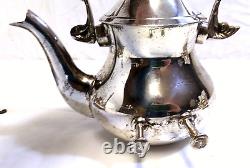 Vtg INTERNATIONAL SILVER CO Silver Plated Tea Serving Set Tilt Teapot withBurner