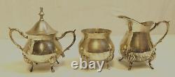 Vtg INTERNATIONAL SILVER CO Silver Plated Tea Serving Set Tilt Teapot withBurner