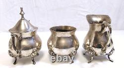 Vtg INTERNATIONAL SILVER CO Silver Plated Tea Serving Set Tilt Teapot withBurner