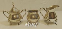 Vtg INTERNATIONAL SILVER CO Silver Plated Tea Serving Set Tilt Teapot withBurner