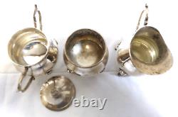 Vtg INTERNATIONAL SILVER CO Silver Plated Tea Serving Set Tilt Teapot withBurner