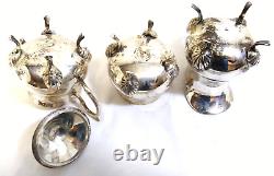 Vtg INTERNATIONAL SILVER CO Silver Plated Tea Serving Set Tilt Teapot withBurner