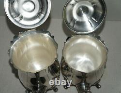 Vtg Leonard Silver Plate 5 Piece Coffee/Tea Set, Creamer, Sugar withFooted Tray