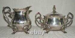 Vtg Leonard Silver Plate 5 Piece Coffee/Tea Set, Creamer, Sugar withFooted Tray