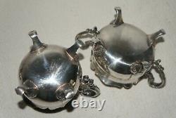 Vtg Leonard Silver Plate 5 Piece Coffee/Tea Set, Creamer, Sugar withFooted Tray