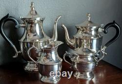 Vtg Leonard Silver Plate Tea Coffee Set 4 Piece Service Sugar Creamer MCM