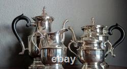 Vtg Leonard Silver Plate Tea Coffee Set 4 Piece Service Sugar Creamer MCM