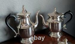 Vtg Leonard Silver Plate Tea Coffee Set 4 Piece Service Sugar Creamer MCM