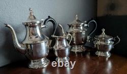 Vtg Leonard Silver Plate Tea Coffee Set 4 Piece Service Sugar Creamer MCM