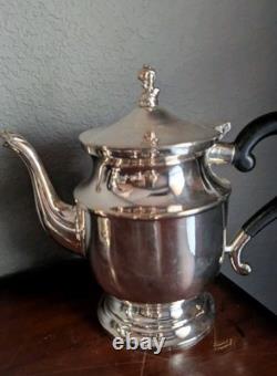 Vtg Leonard Silver Plate Tea Coffee Set 4 Piece Service Sugar Creamer MCM