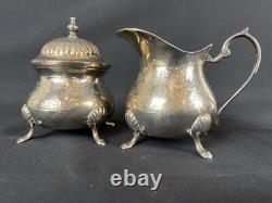 Vtg Oneida Du Maurier 5 pc Coffee Tea Service Set Silverplate Hollowware withTray