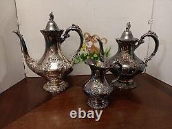 Vtg RARE King Francis by Reed & Barton, Silverplate 3-PC Tea & Coffee Service