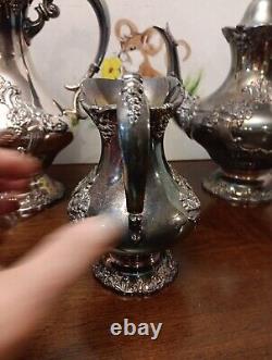 Vtg RARE King Francis by Reed & Barton, Silverplate 3-PC Tea & Coffee Service