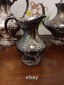 Vtg RARE King Francis by Reed & Barton, Silverplate 3-PC Tea & Coffee Service