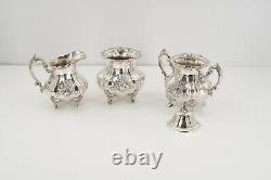 Vtg Towle El Grandee Silverplate 6 Piece Coffee Tea Set Large Footed Waiter Tray