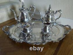 WALLACE BAROQUE Silverplate Tea Coffee Set and LARGE tray