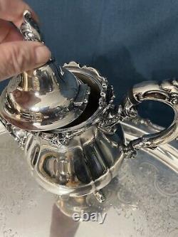 WALLACE BAROQUE Silverplate Tea Coffee Set and LARGE tray