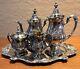 Wallace Silver Plate 5 Piece Coffee Tea Service Withtray By Christopher Wren