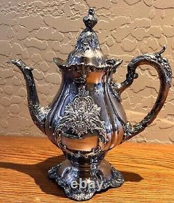 WALLACE Silver Plate 5 Piece Coffee Tea Service withTray By Christopher Wren