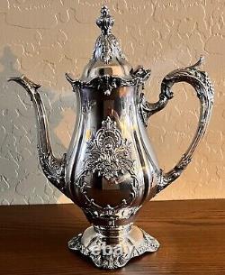 WALLACE Silver Plate 5 Piece Coffee Tea Service withTray By Christopher Wren