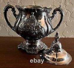 WALLACE Silver Plate 5 Piece Coffee Tea Service withTray By Christopher Wren
