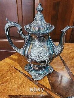 WALLACE Silver Plate 6 Piece Coffee Tea Service withTray By Christopher Wren
