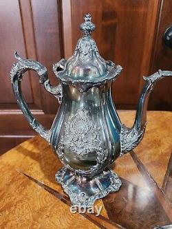 WALLACE Silver Plate 6 Piece Coffee Tea Service withTray By Christopher Wren
