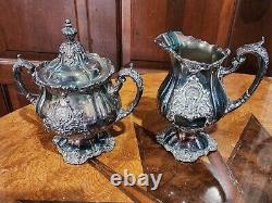 WALLACE Silver Plate 6 Piece Coffee Tea Service withTray By Christopher Wren