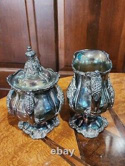 WALLACE Silver Plate 6 Piece Coffee Tea Service withTray By Christopher Wren