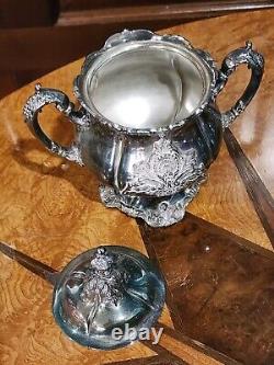 WALLACE Silver Plate 6 Piece Coffee Tea Service withTray By Christopher Wren