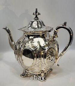 WILLIAM HUTTON Sheffield Victorian style Tea and Coffee set silver plate 19°c