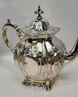 WILLIAM HUTTON Sheffield Victorian style Tea and Coffee set silver plate 19°c