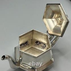 WMF Antique Silver Plated Tea Tray Teapot Sugar Bowl Cream Jug Set c1915 GeorgeV
